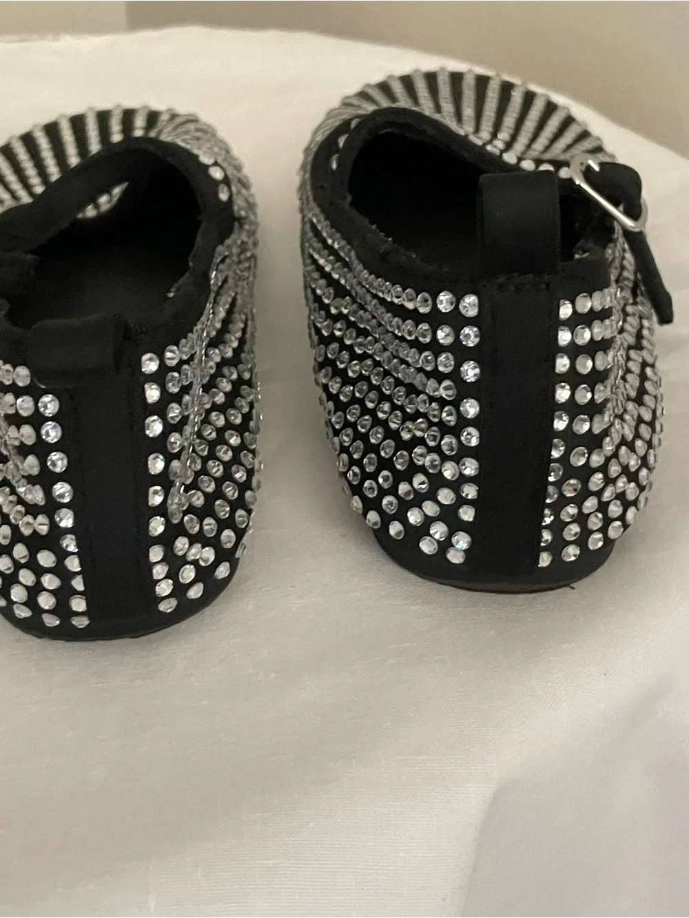Zara Girls Shoes Sz 31 13.5 Black Rhinestone Mary Jane Flats Horsebit Loafers